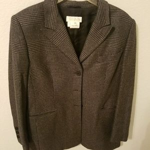 Escada Black and Gray Plaid Blazer